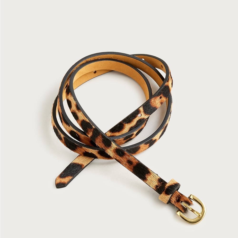 ANN TAYLOR Leopard Calf Hair Skinny Belt Size XS